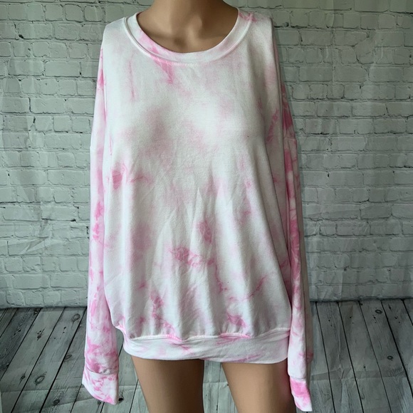 Peyton Jensen Tops - Peyton Jensen Pink & White Sweatshirt size M